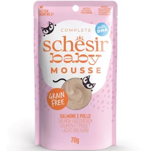 15% OFF: Schesir Baby Mousse Chicken & Salmon Grain-Free Kitten Pouch Cat Food 70g