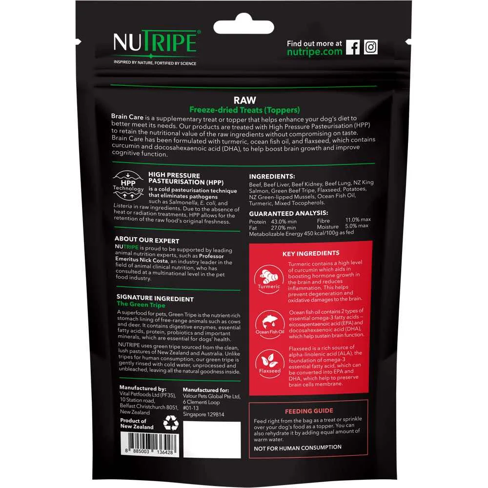 $3 OFF: Nutripe Raw Brain Care Beef With Green Tripe Freeze-Dried Dog Treats (Toppers) 50g