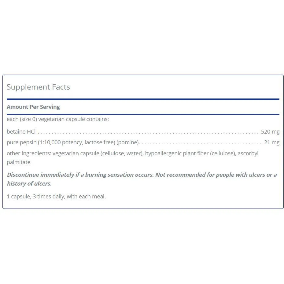 Betaine HCL Pepsin - Pure Encapsulations - Supports Healthy Digestion with Betaine HCL