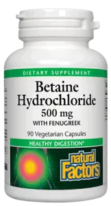 Betaine Hydrochloride 500 mg, 90 vcap