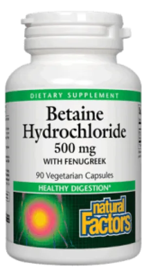 Betaine Hydrochloride 500 mg, 90 vcap