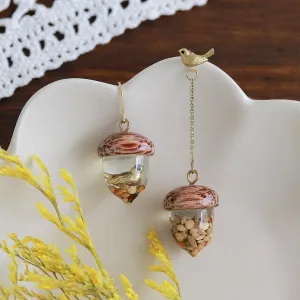 Bird in Acorn Earrings