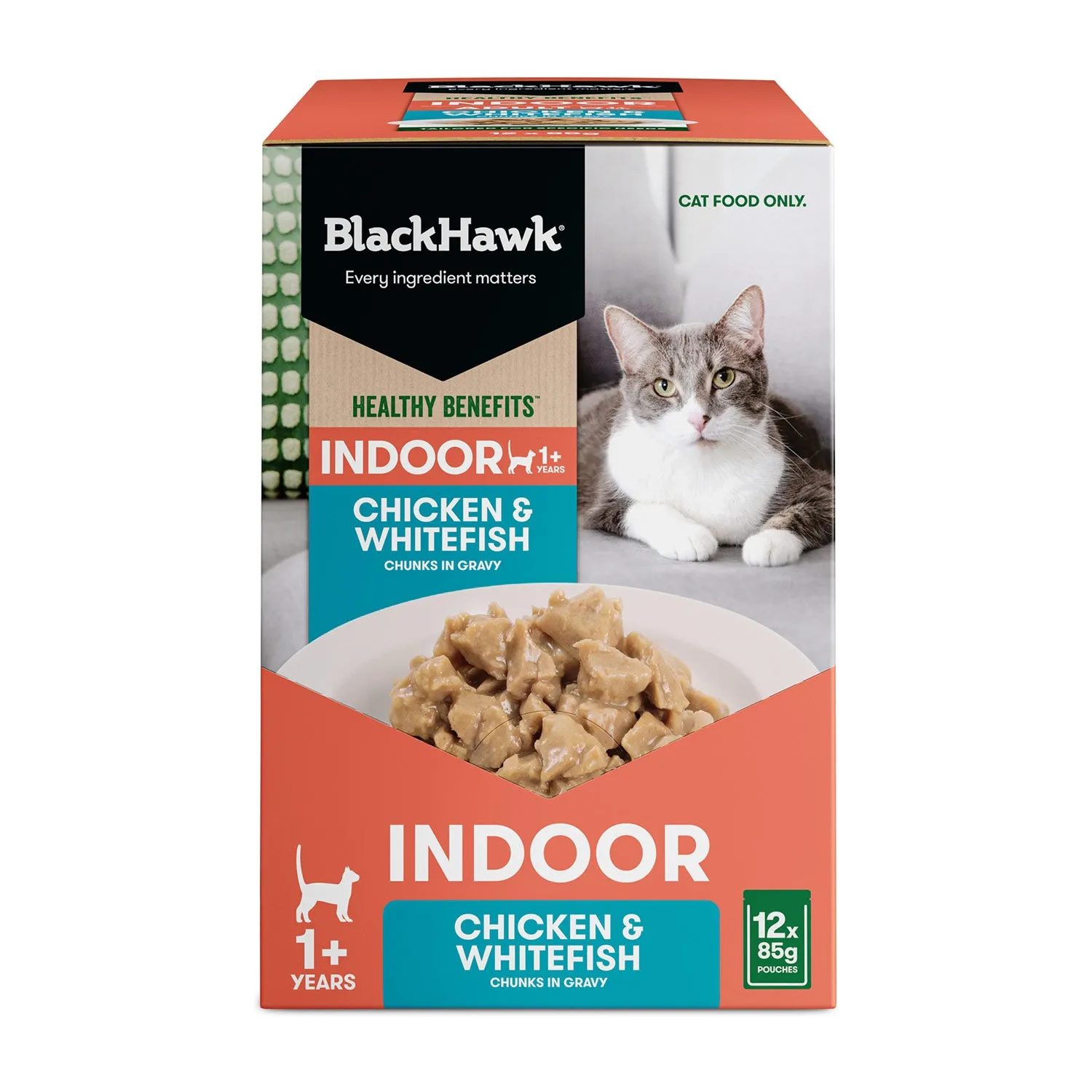 Black Hawk Healthy Benefits Chicken & Whitefish in Gravy Indoor Adult Wet Cat Food