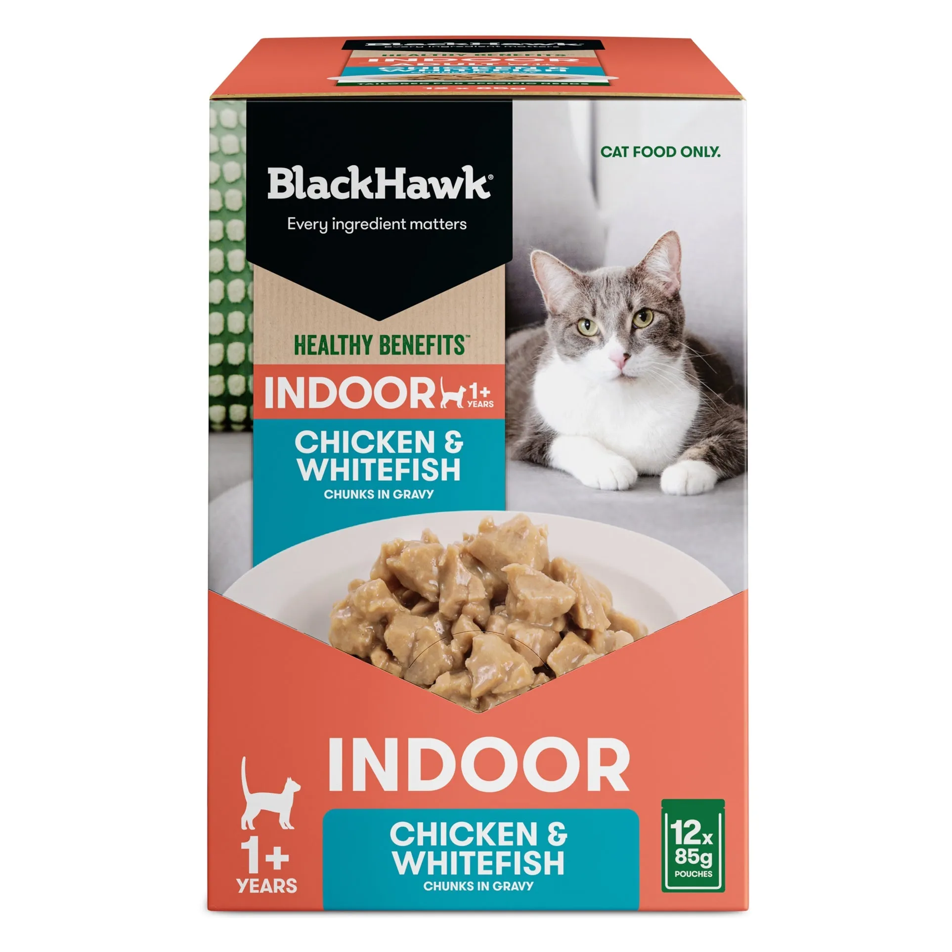 Black Hawk Healthy Benefits Indoor Cat Wet Food 85gx12