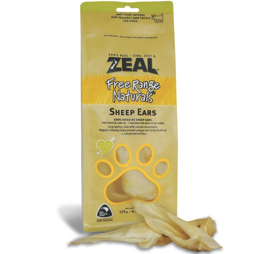 'BUNDLE DEAL': Zeal Free Range Naturals Sheep Ears Dog Treats 125g