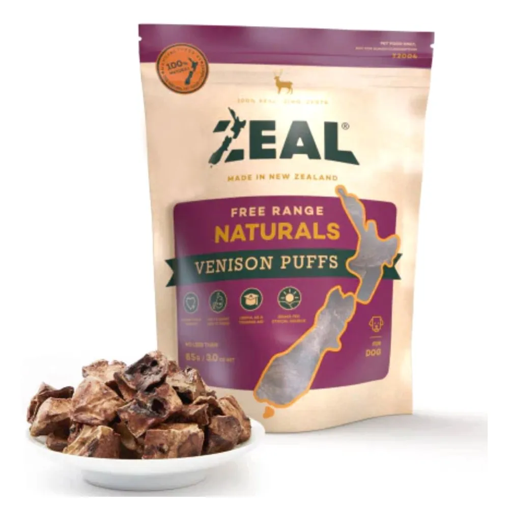 'BUNDLE DEAL': Zeal Free Range Naturals Venison Puffs Dog Treats 85g