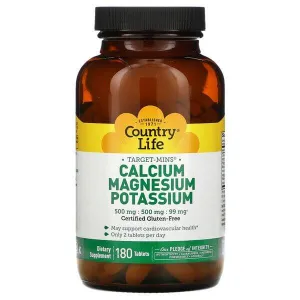 Calcium, Magnesium & Potassium, Country Life, Target-Mins, 180 Tablets