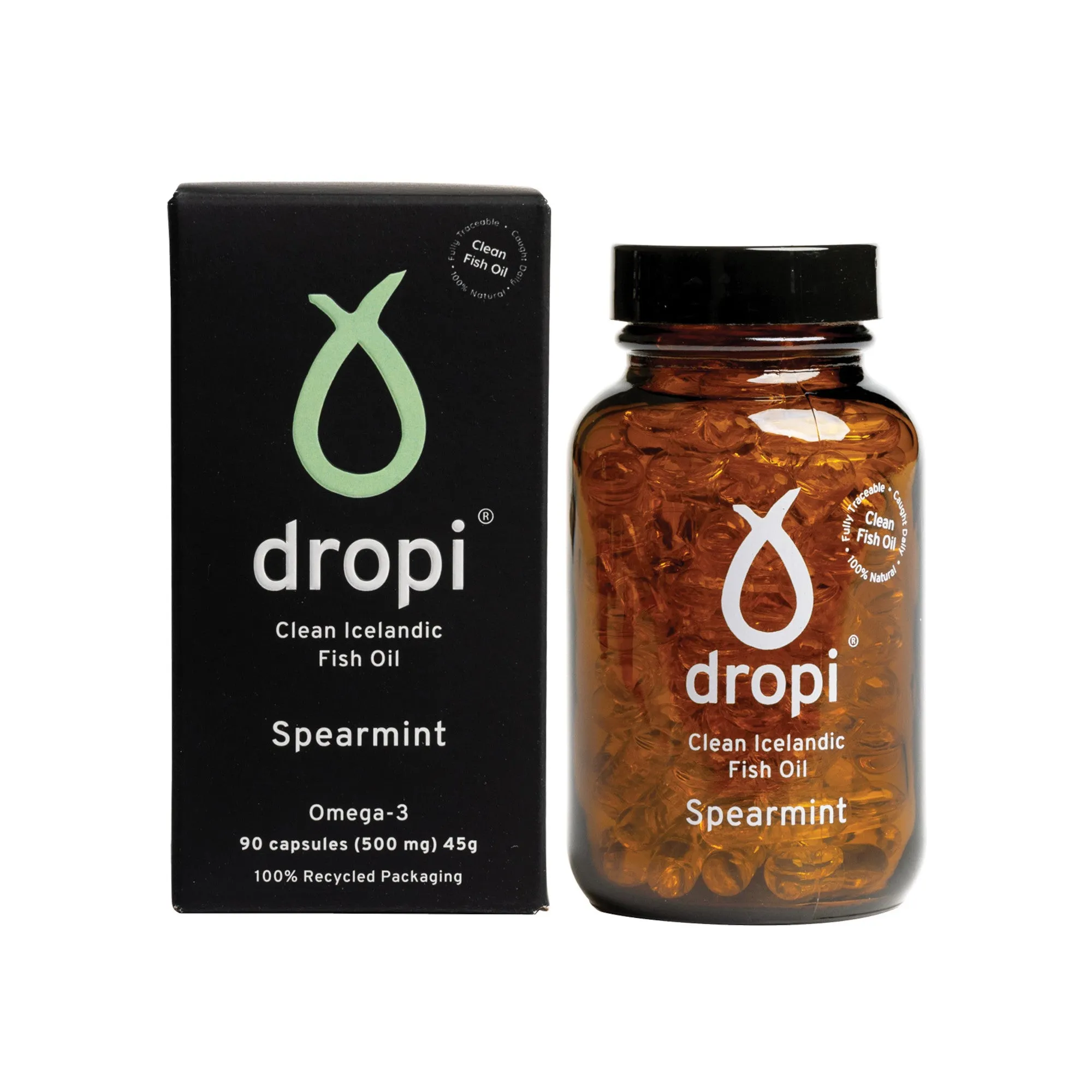 Dropi Spearmint Pure Icelandic Cod Liver Oil 90 Capsules