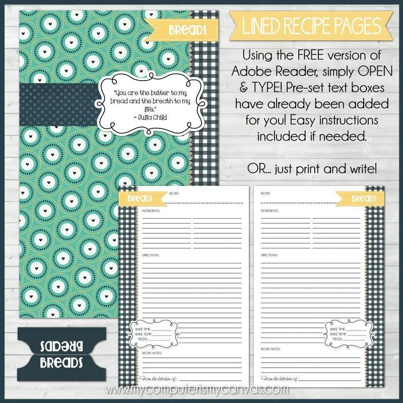 EDITABLE Recipe Binder Collection NAVY {Half Size 5.5x8.5} PRINTABLE