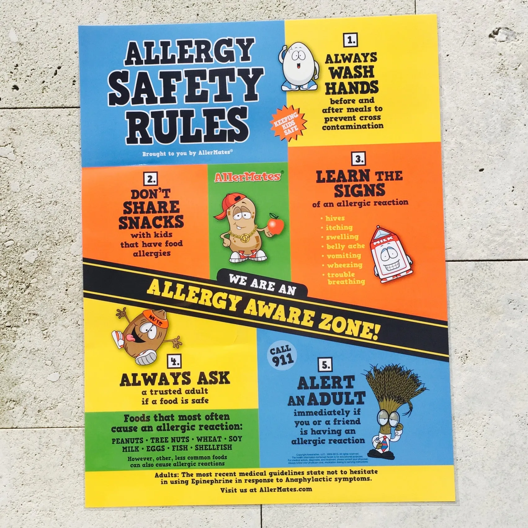 Food Allergy Safety Rules Poster sz 18"x24"