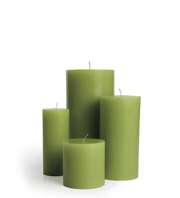 Green Cathedral Pillar Candles (Set of 12)