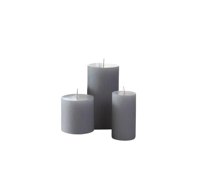 Grey Pure Pillar Candles Tall (Set of 6)