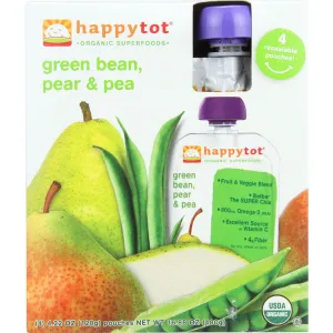 Happy Tot Toddler Food - Organic - Green Bean Pear And Pea - 4-4.22oz - Case Of 4