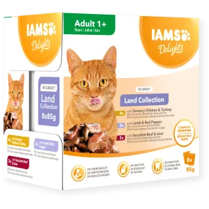 IAMS Wet Cat Food Delights Adult Land Collection in Gravy 8 x 85g