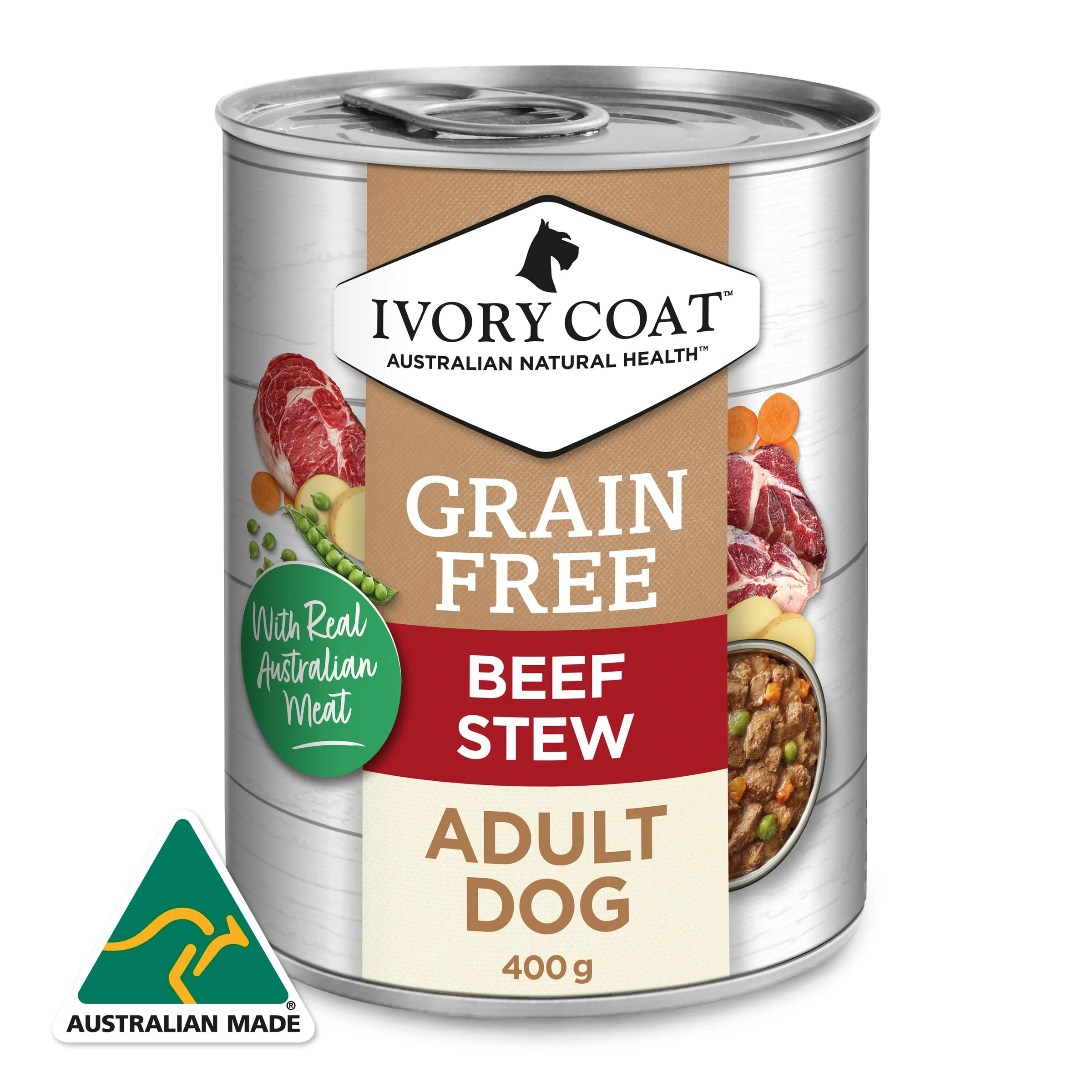 Ivory Coat Adult Grain Free Beef Stew Dog Wet Food 400g x 12