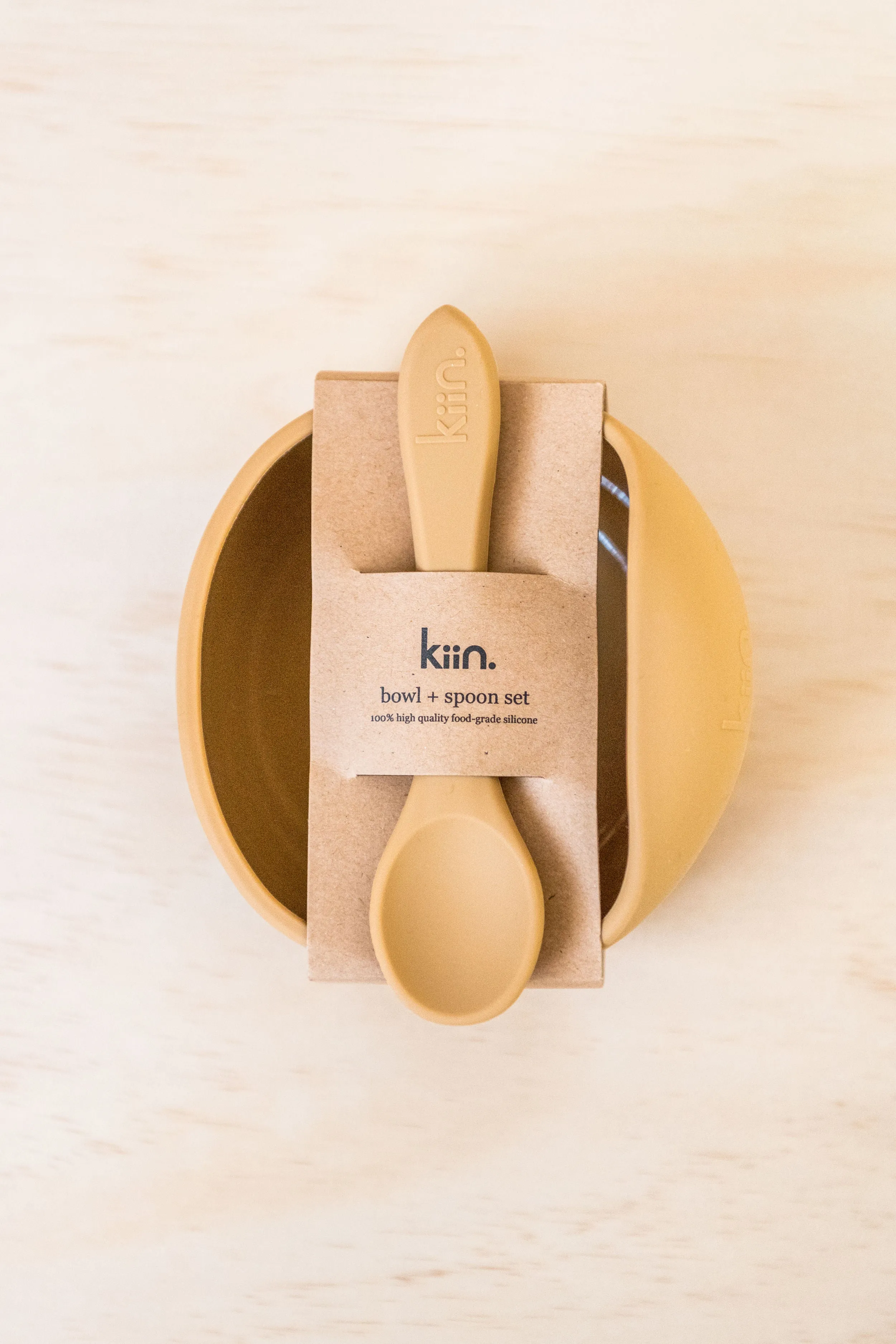 Kiin Baby Premium Tan Silicone Bowl and Spoon Set for Infants