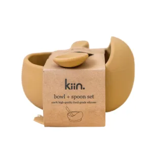 Kiin Baby Premium Tan Silicone Bowl and Spoon Set for Infants