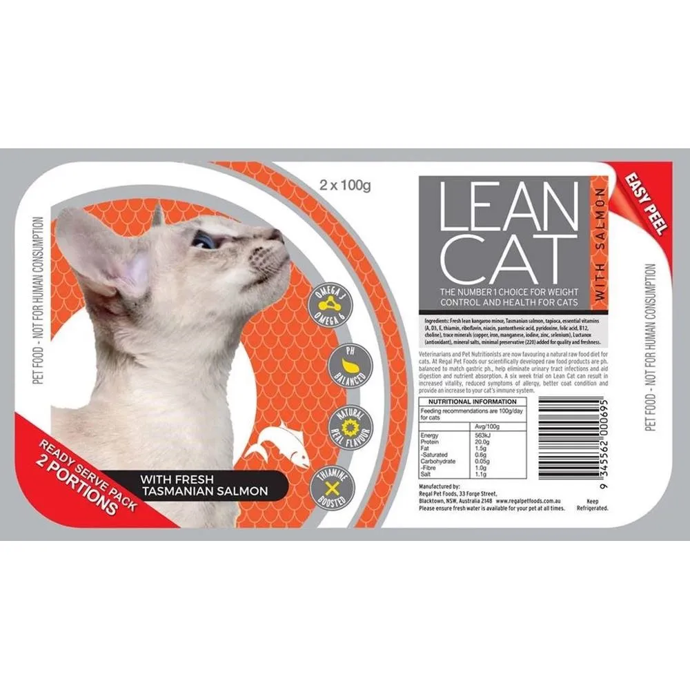 Lean Cat Kangaroo With Salmon Raw Grain-Free Frozen Cat Food 200g