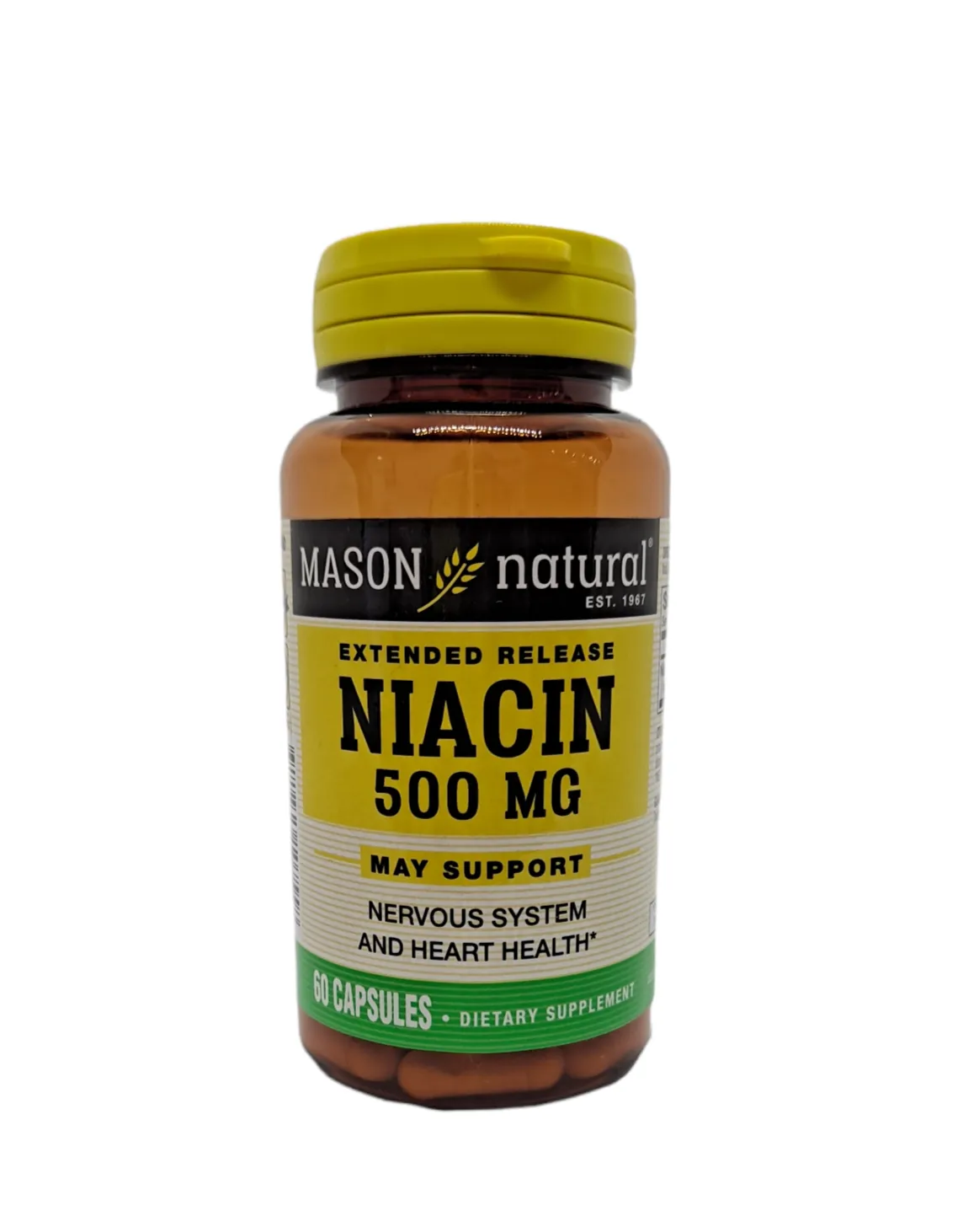 Niacin Extended Release | 500MG |Nervous System and Heart Health | 60 Tablets | Dietary Supplement