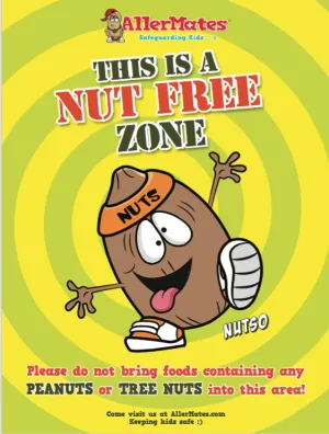 Nut Free Zone School Allergy Safety Poster 18"x24