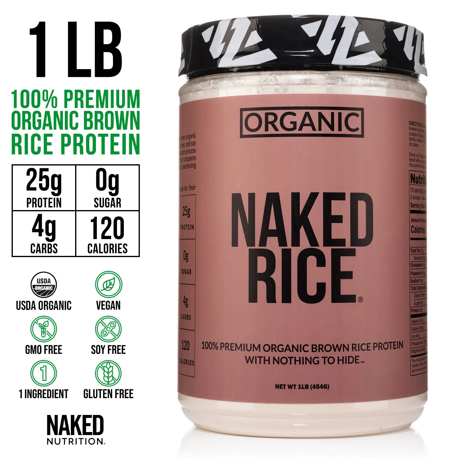 Organic Brown Rice Protein Powder 1lb | Naked Rice - 1lb