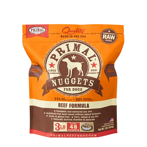 Primal Nuggets Beef Formula Frozen Raw Dog Food 3 lbs