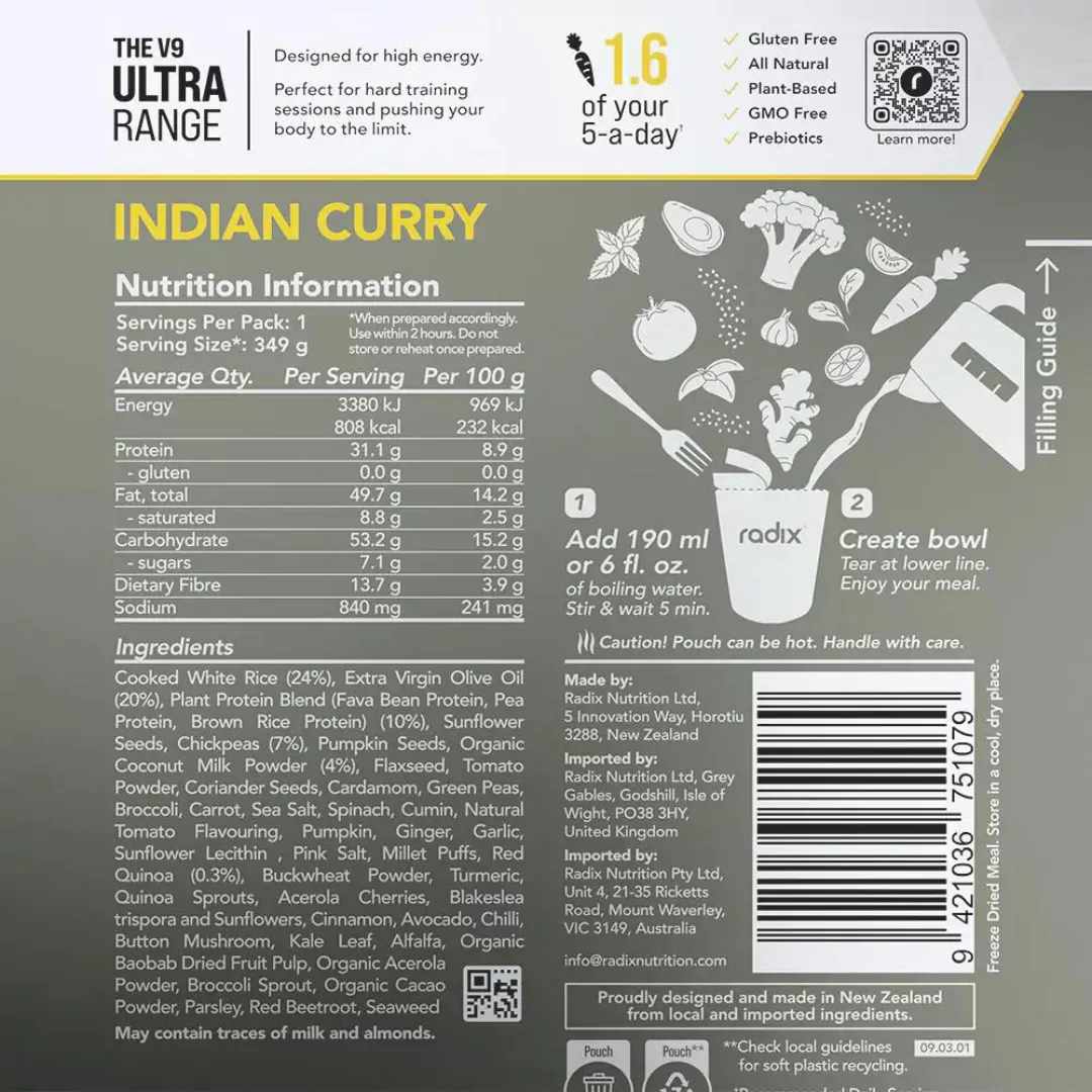 Radix Nutrition - Ultra Meals v9.0 - Indian Curry (800Kcal)