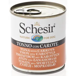 Premium Schesir Tuna & Carrots Wet Dog Food - 285g Can