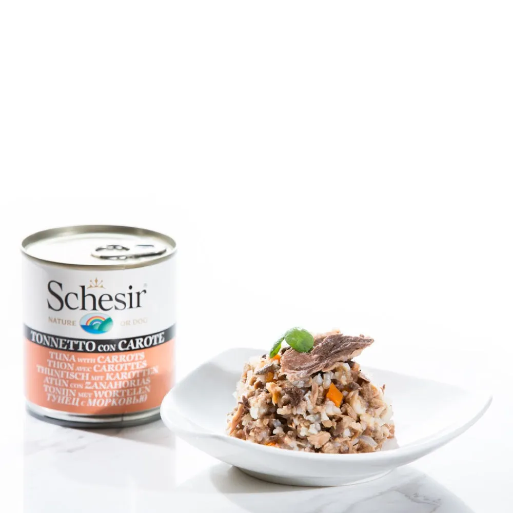 Premium Schesir Tuna & Carrots Wet Dog Food - 285g Can