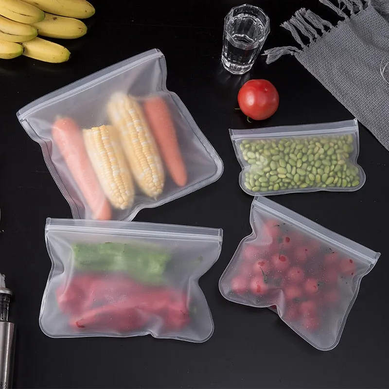 Silicone Food Storage Bag -  Reusable Leakproof Bag  - Food Storage - Ziplock Bag