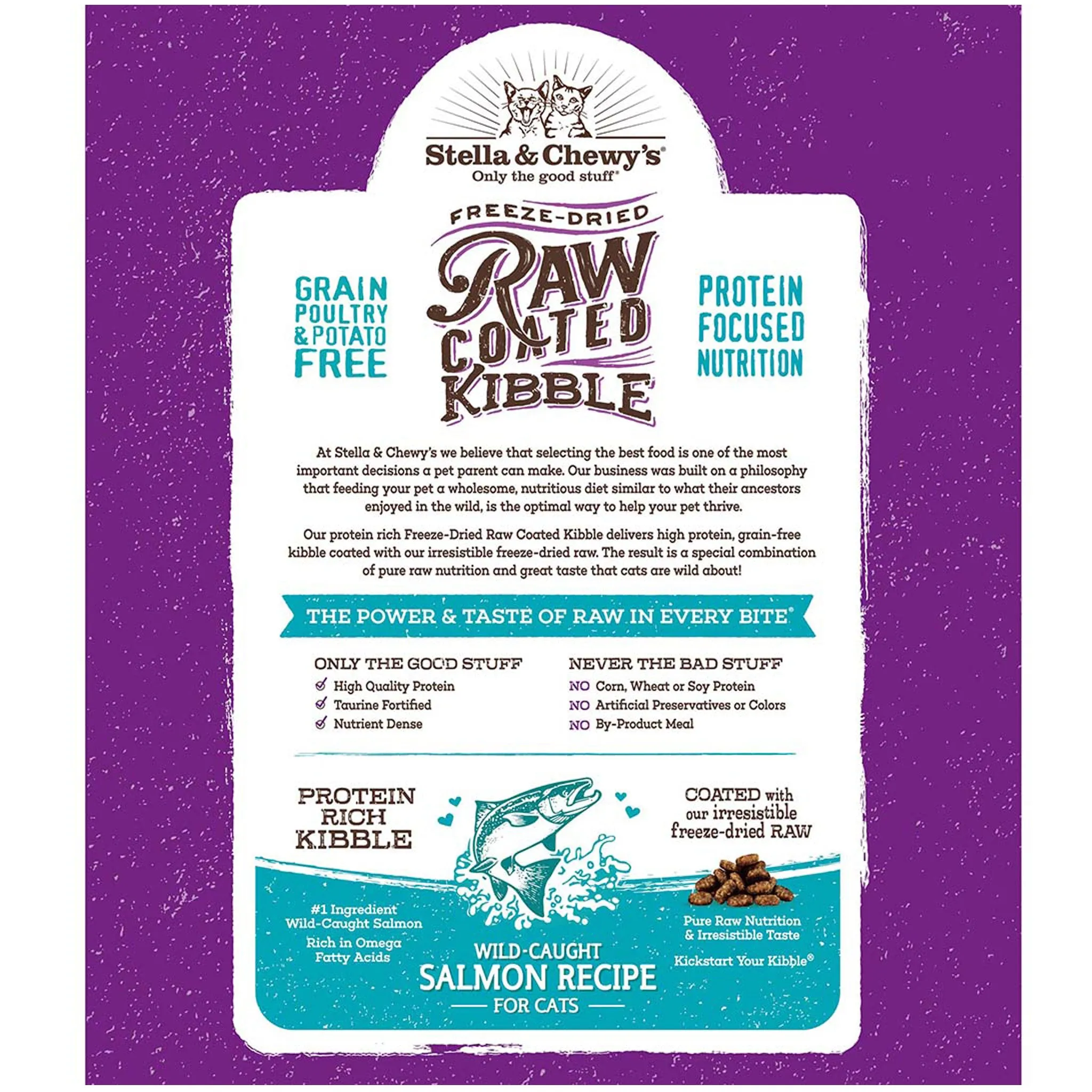 Stella & Chewy's Raw Coated Wild-Caught Salmon Recipe Kibble Cat Food  - 5lbs