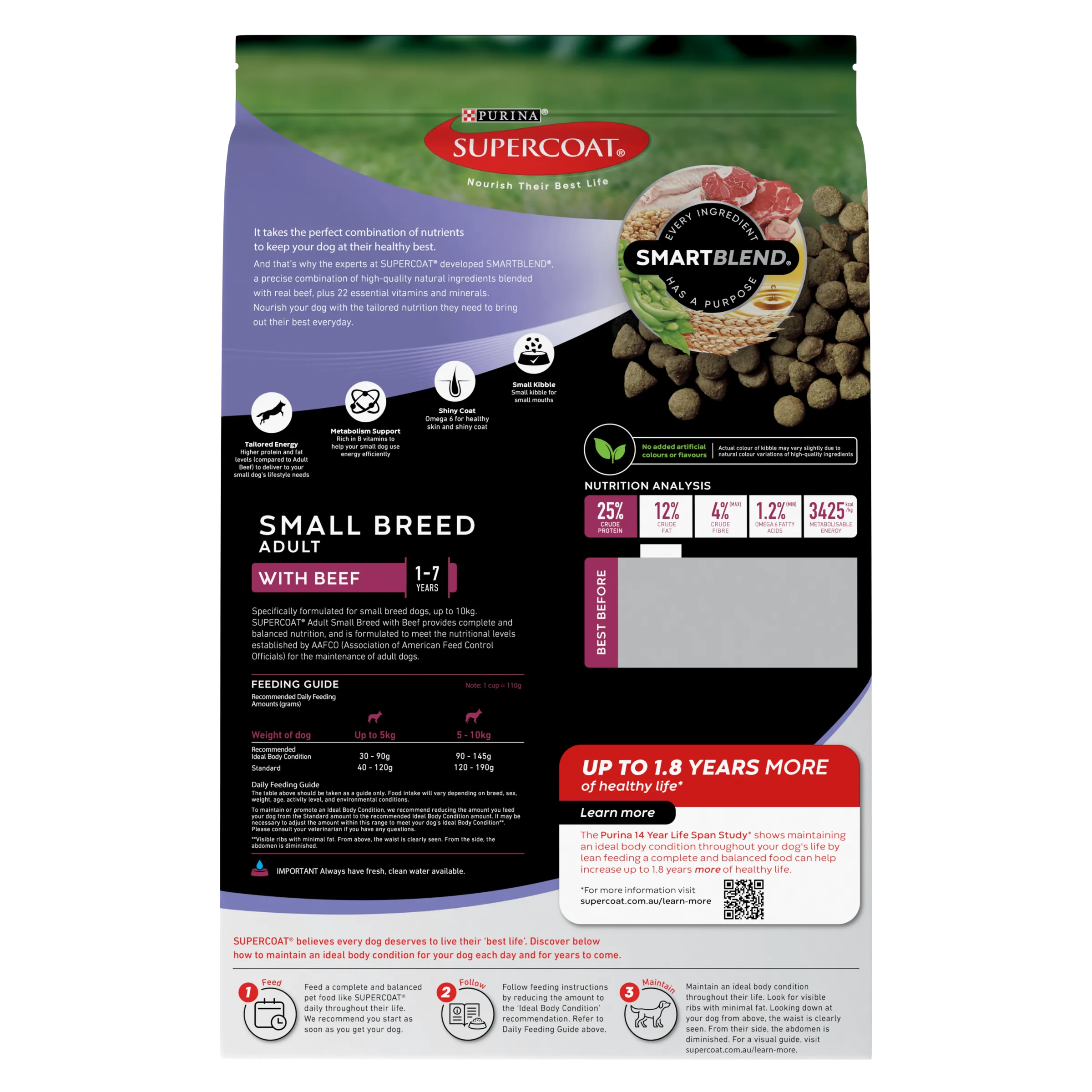 Supercoat Beef Small Breed Adult Dry Dog Food 2.8kg