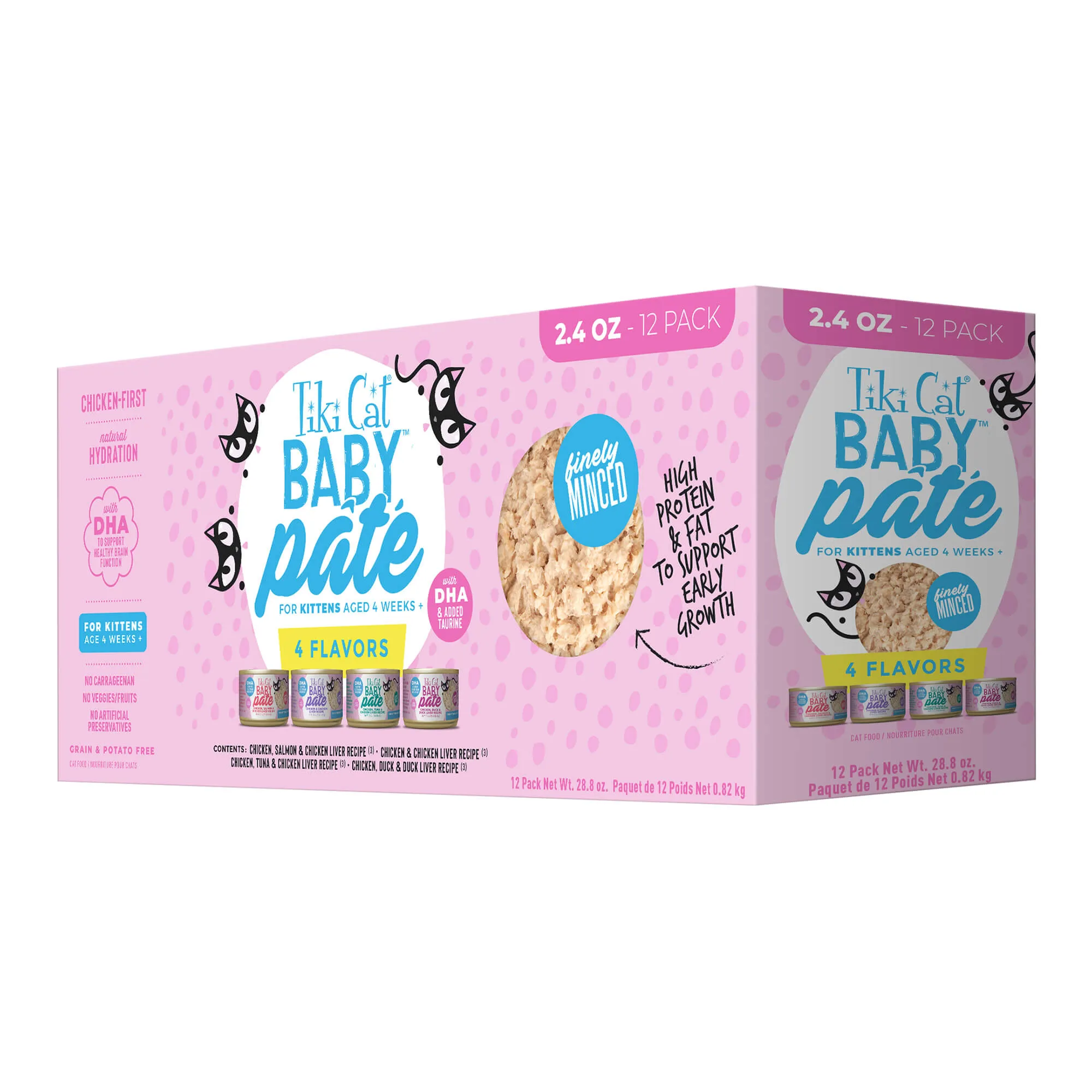 Tiki Cat Baby, Wet Kitten Food, Pate, Variety Pack, 2.4 oz Cans, 12 ct