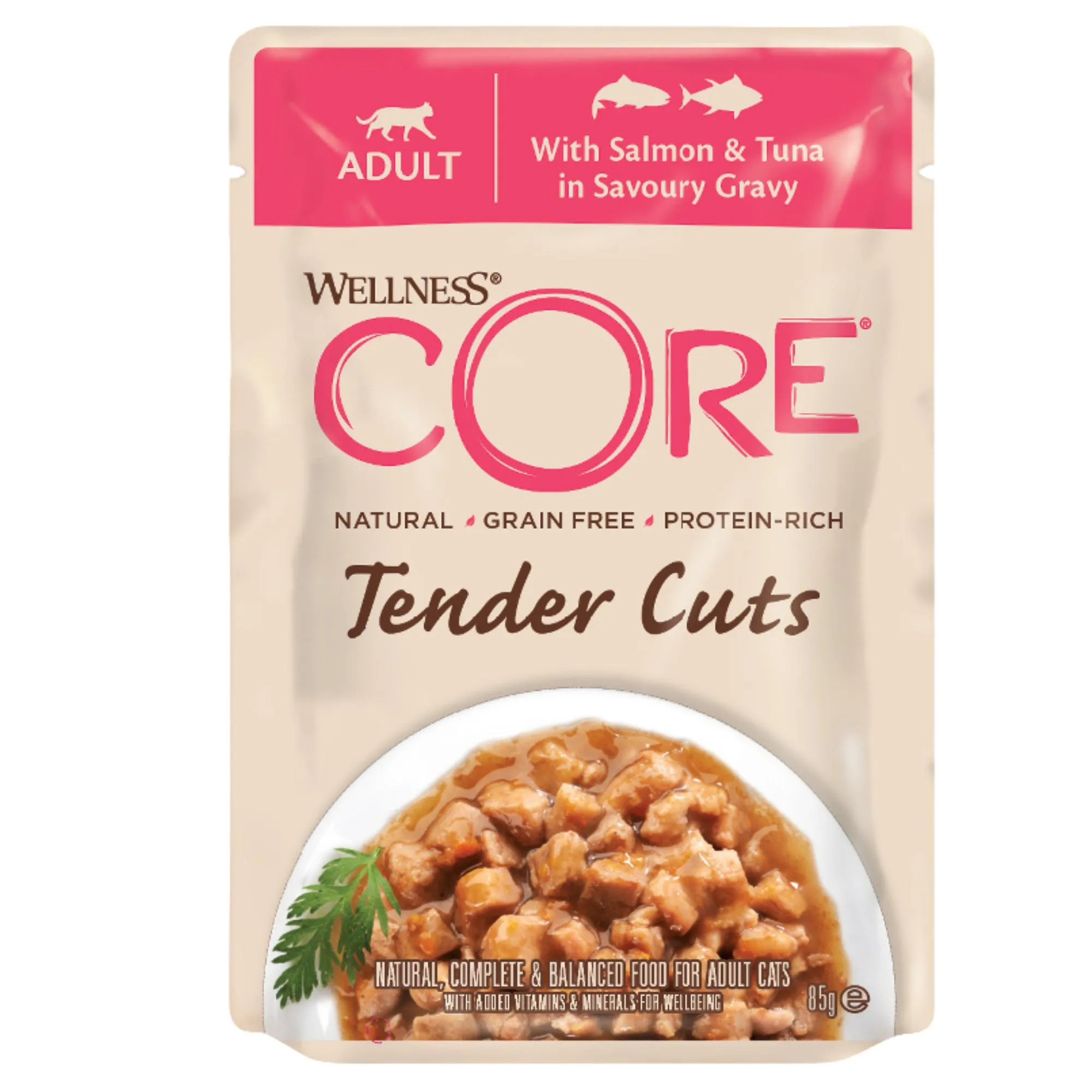 Wellness CORE Tender Cuts with Salmon and Tuna in Gravy Wet Cat Food 85g