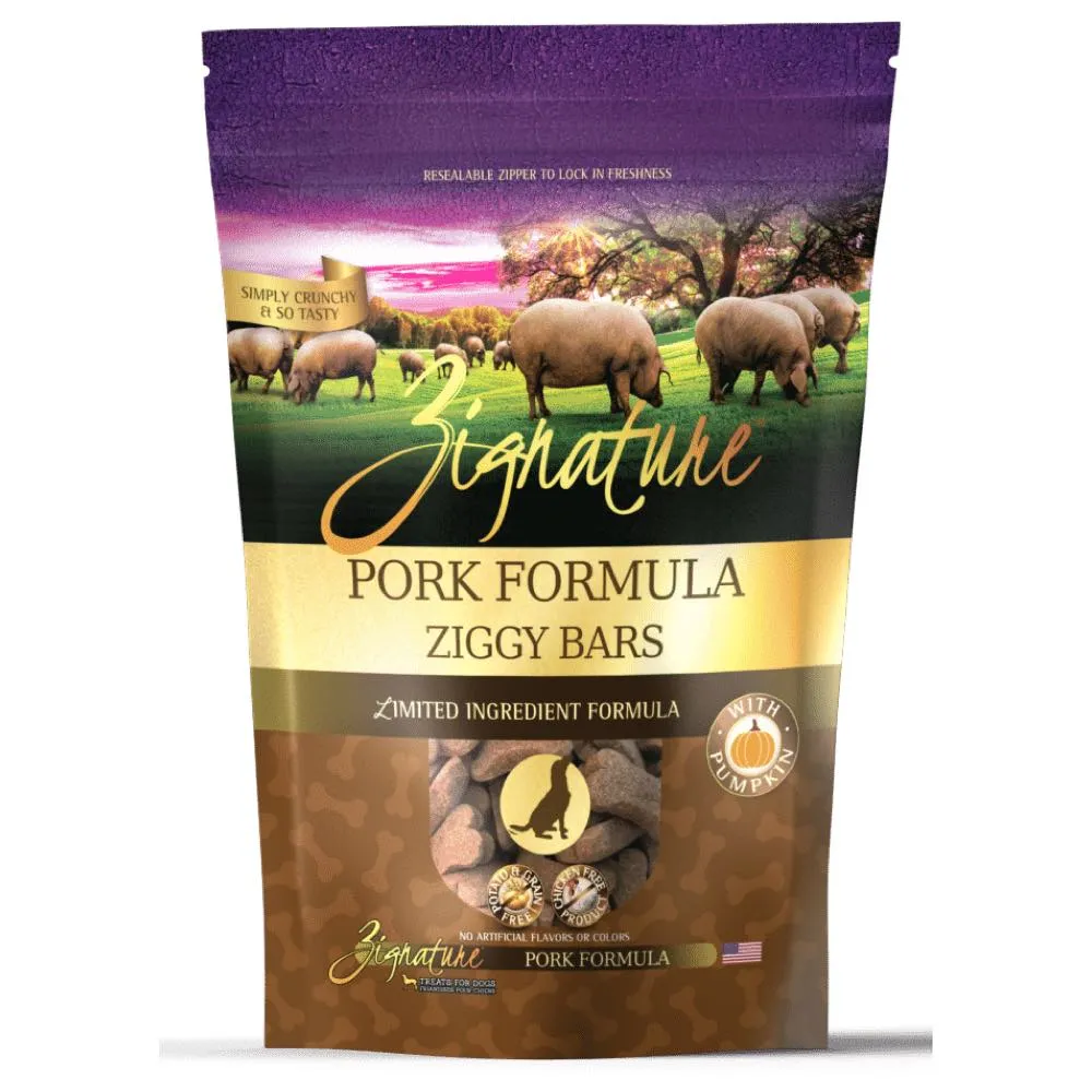 Zignature Ziggy Bars Pork Formula Grain Free Biscuit Dog Treats 12oz